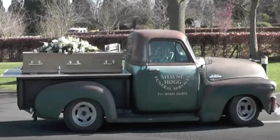 Classic GMC funeral truck in Herefordshire